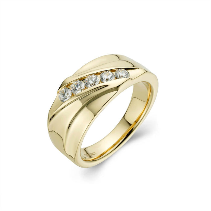 Genuine Gold Mens Five-stone Accented Wedding Band-ring-lirysjewelry
