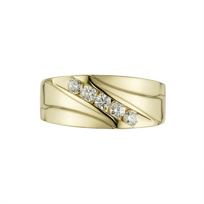 Genuine Gold Mens Five-stone Accented Wedding Band-ring-lirysjewelry