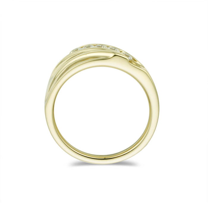 Genuine Gold Mens Five-stone Accented Wedding Band-ring-lirysjewelry
