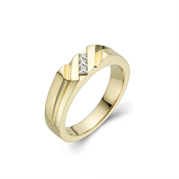 Mens Grooved three stone Wedding band-ring-lirysjewelry