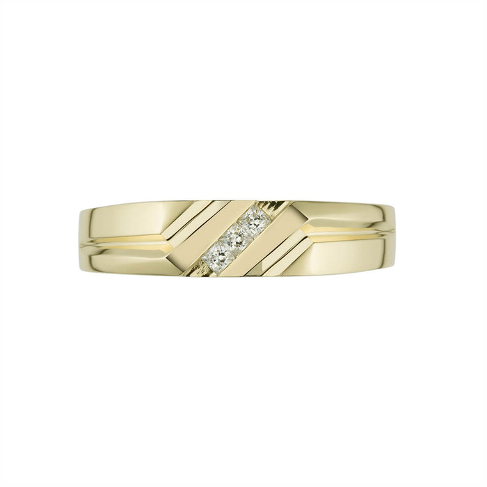 Mens Grooved three stone Wedding band-ring-lirysjewelry