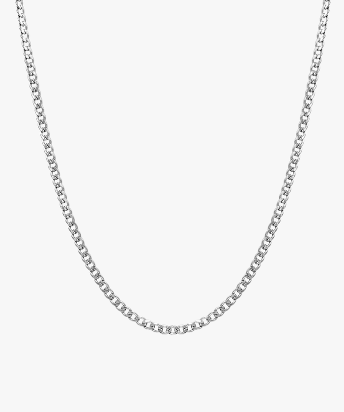 THIN CURB CHAIN NECKLACE SILVER