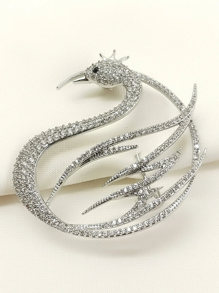 Trapti Silver Swan Brooch