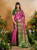 Tulip Pink Handloom Weaving Silk Saree