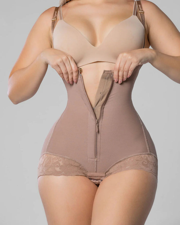 Tummy Control Faja Shaper Bodysuit Zipper Opern Bust - By Qivii