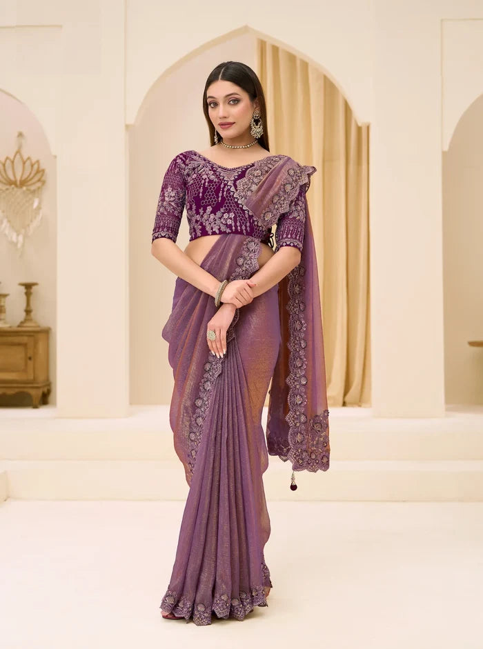 Twilight Mauve Georgette Party wear Saree