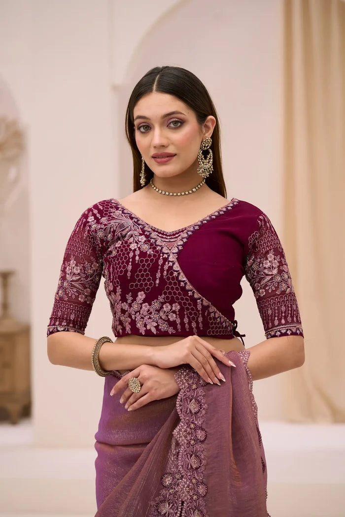 Twilight Mauve Georgette Party wear Saree