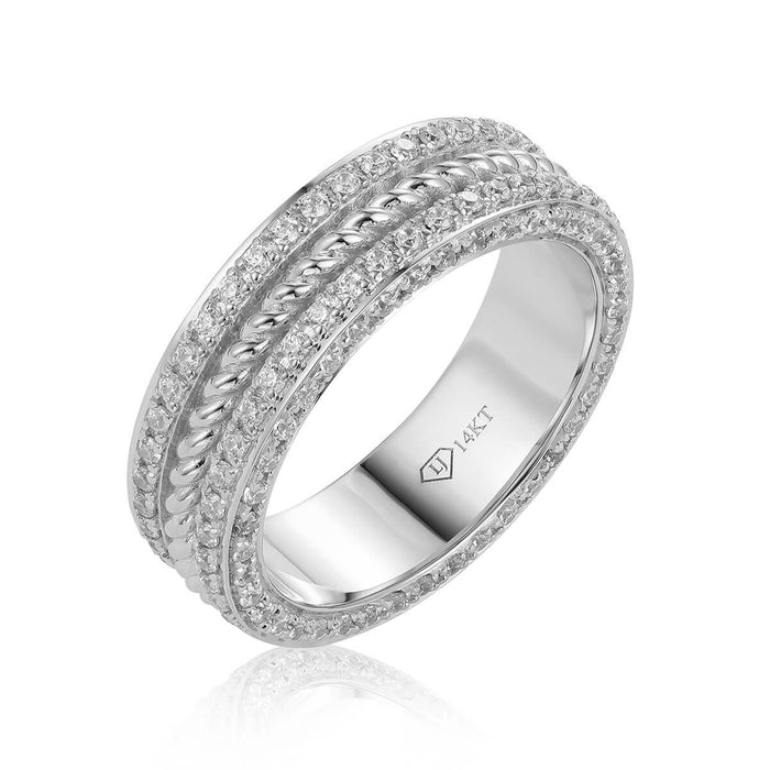 Twisted Diamond-Edged Wedding Band