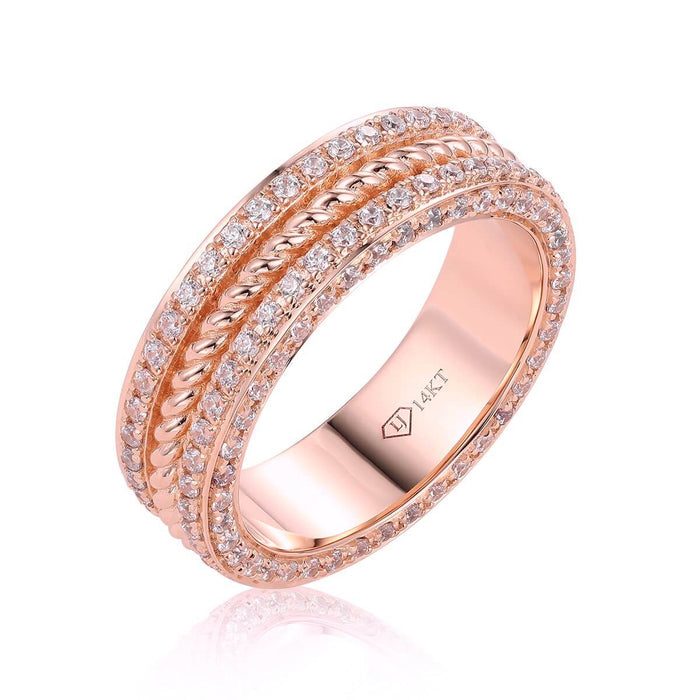 Twisted Diamond-Edged Wedding Band