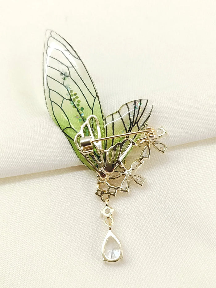 Uzma Green Butterfly Brooch
