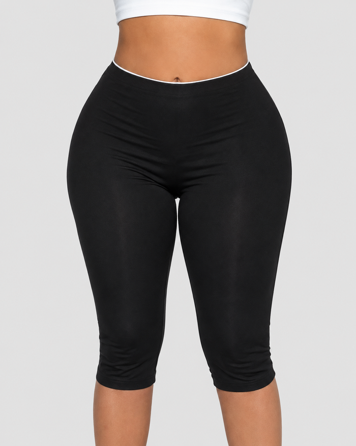 V Ruched Back High Waist Butt Lifting Capri Leggings  - By Qivii
