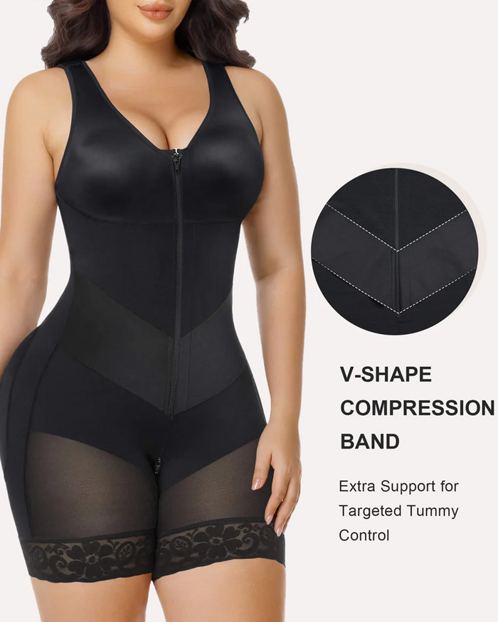V-shape Shaping Stretch Band Tummy Control Full Body Zipper Shaper  - By Qivii