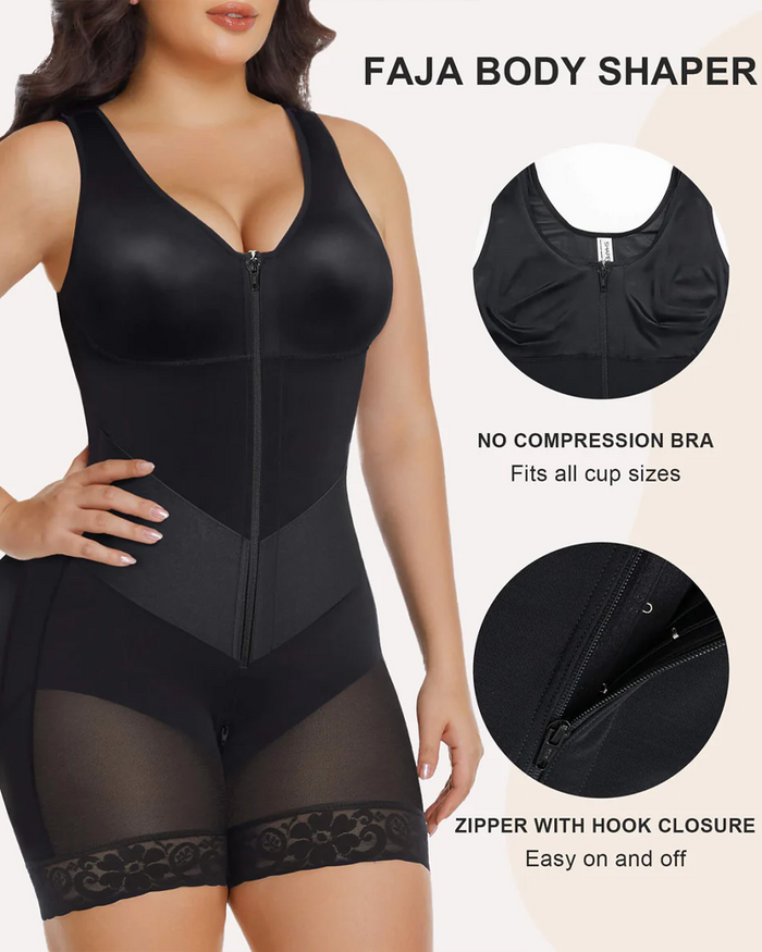 V-shape Shaping Stretch Band Tummy Control Full Body Zipper Shaper  - By Qivii