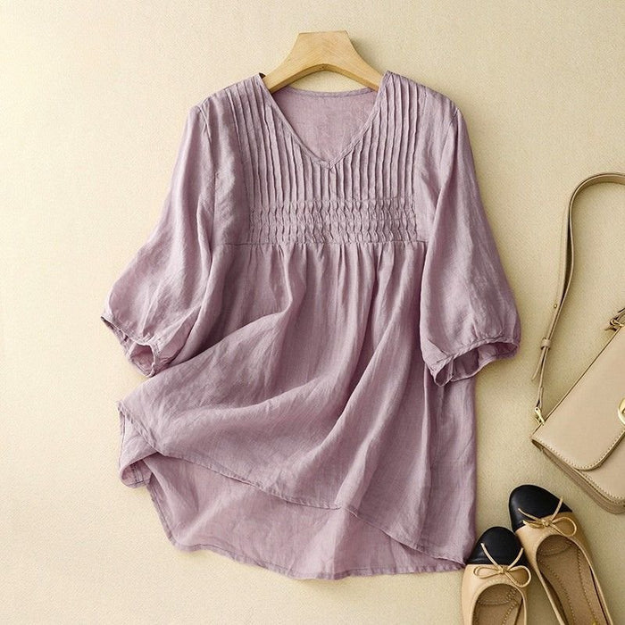 Valencia Cotton-Linen Blouse  - By Qivii