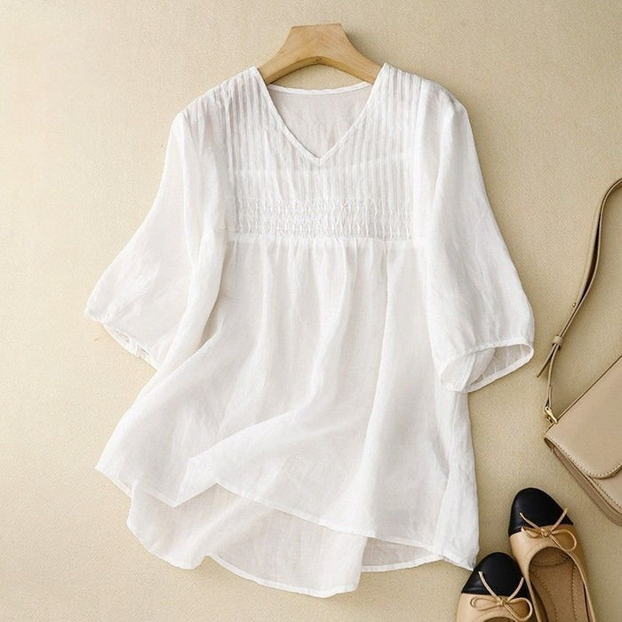 Valencia Cotton-Linen Blouse  - By Qivii