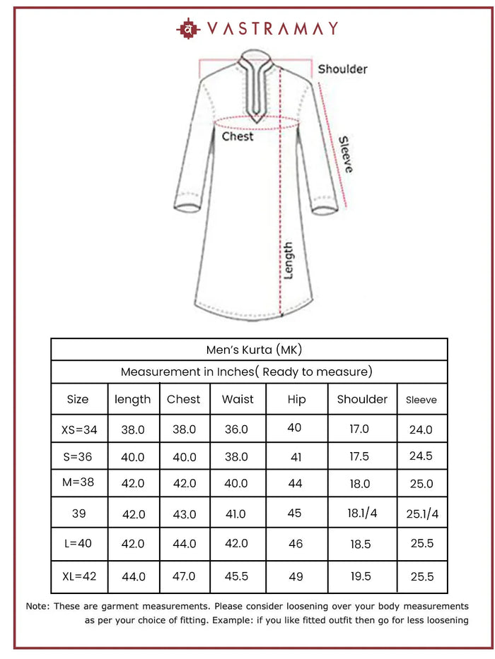 VASTRAMAY Men's White Cotton Silk Blend Kurta