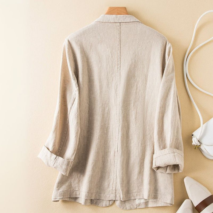 Vivienne Prestige Cotton-Linen Blazer  - By Qivii
