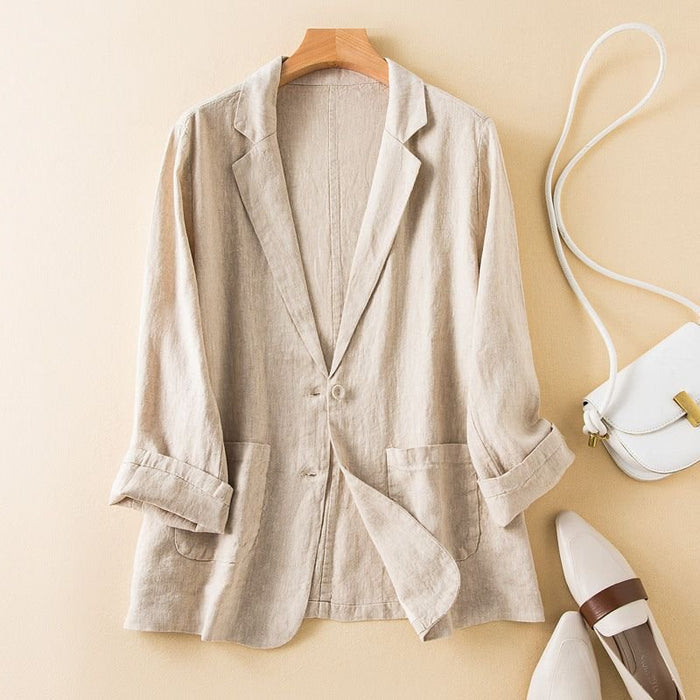 Vivienne Prestige Cotton-Linen Blazer  - By Qivii