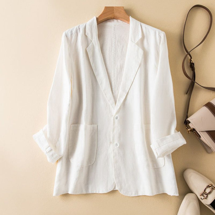 Vivienne Prestige Cotton-Linen Blazer  - By Qivii
