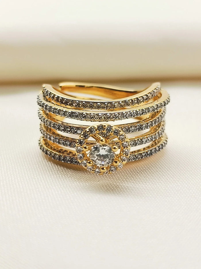 Wafa White American Diamond Finger Ring