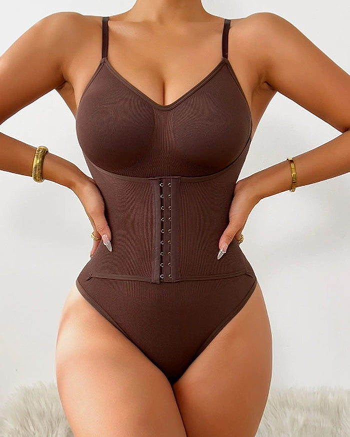 Waist Enhanced Double Layer Tummy Control Shapewear Bodysuit  - By Qivii