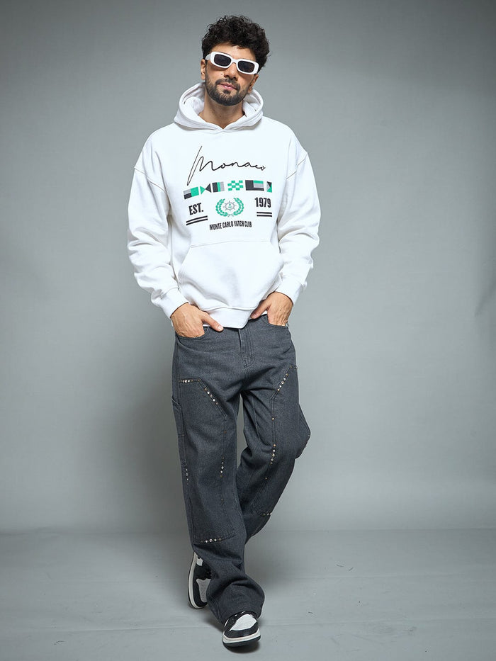White Monaco Yatch Club Oversized Hoodie
