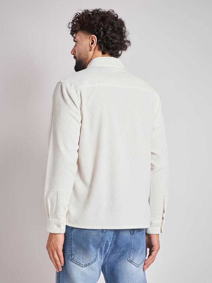 White Palm Embroidery Corduroy Shirt
