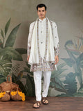 White Viscose Silk Thread & Sequence Embroidered Work Kurta With Pant & Dupatta