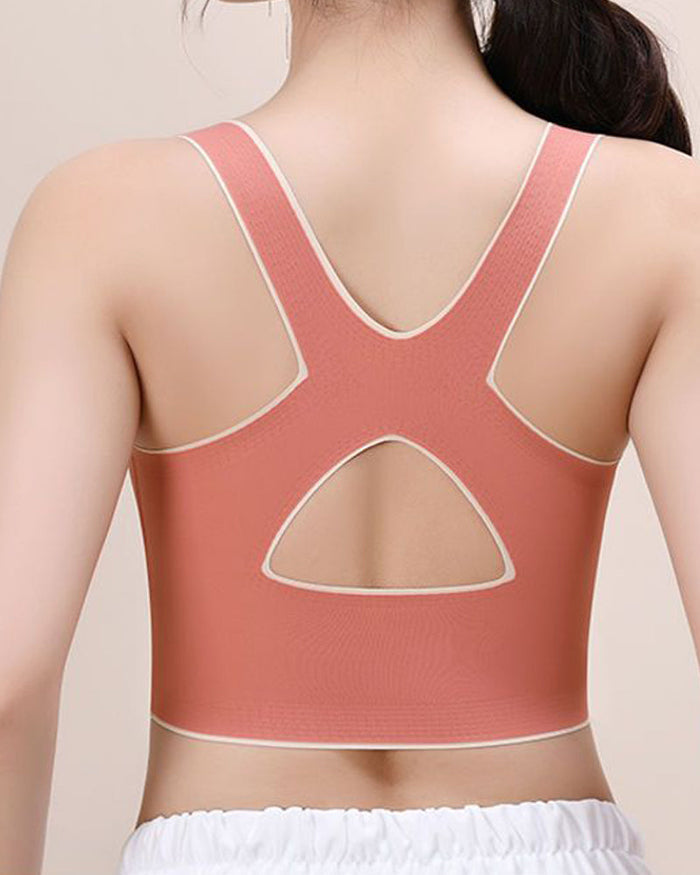 Wireless Front Cross Side Buckles Bra Hunchback Correction Shockproof Yoga Underwear  - By Qivii
