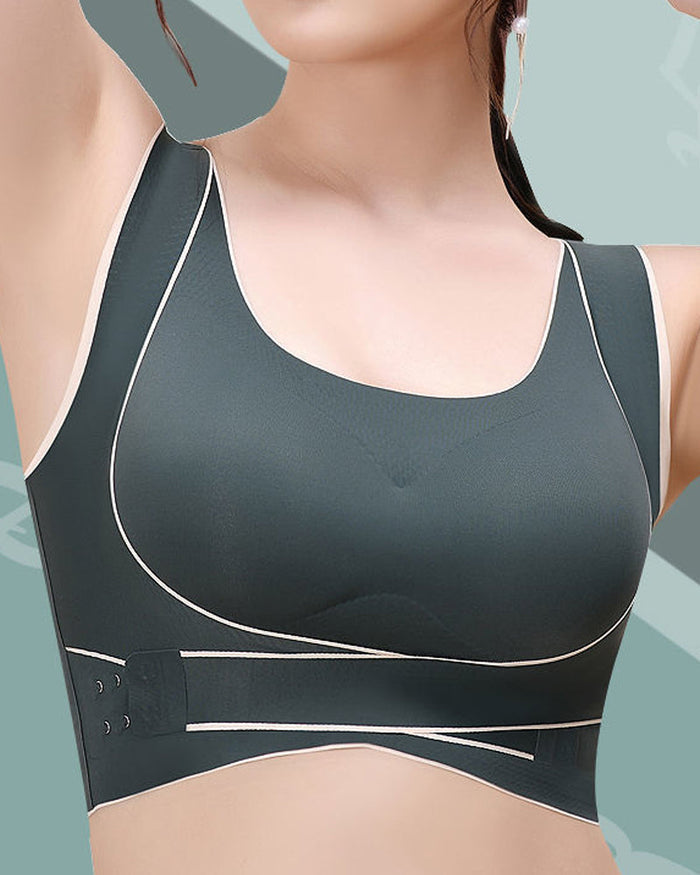 Wireless Front Cross Side Buckles Bra Hunchback Correction Shockproof Yoga Underwear  - By Qivii