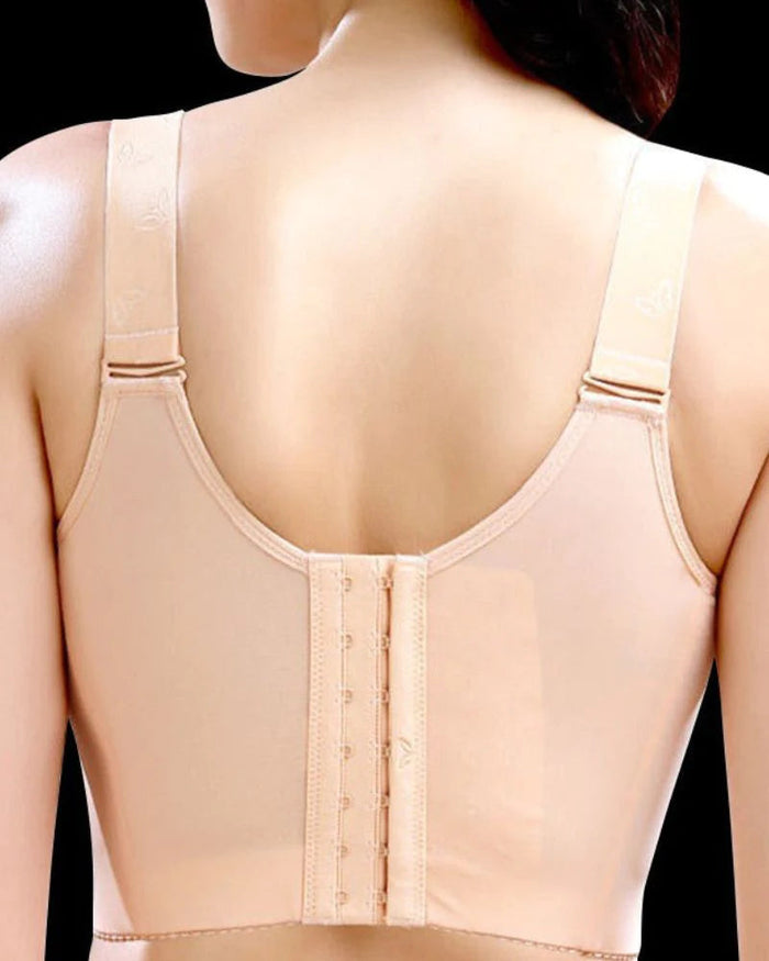 Women Side Support Longline Corset Wire-free Push Up Bra Adjustable Wide Straps  - By Qivii