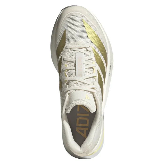Women's Adizero Boston 13 Running Court Shoes Chalk White and Metallic Gold