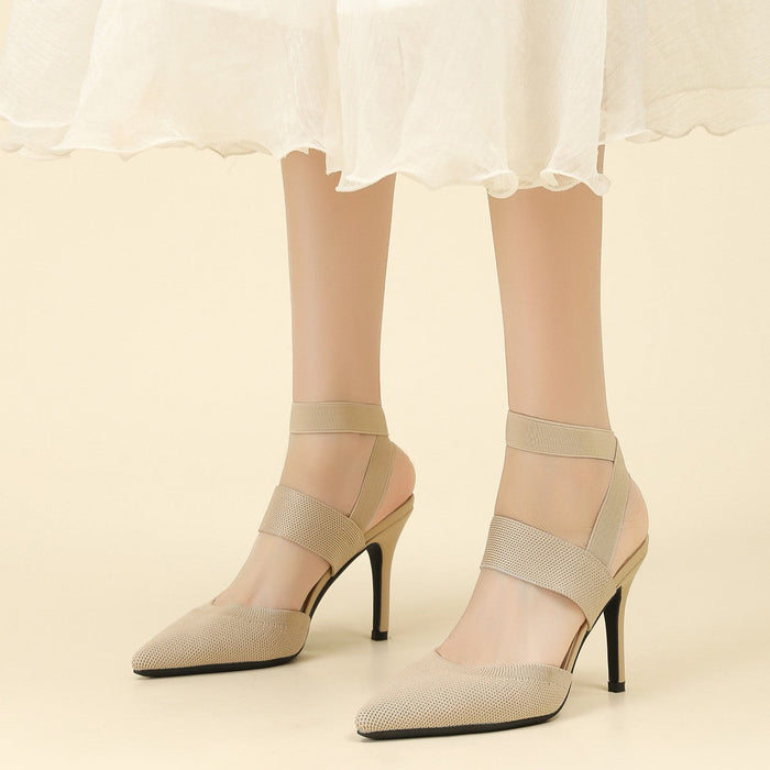 Women’s Amara Fabric Ankle-Strap Stiletto Pumps – Pointed-Toe Hollow Side Elegant Heels (US 4–10.5)