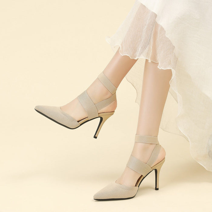 Women’s Amara Fabric Ankle-Strap Stiletto Pumps – Pointed-Toe Hollow Side Elegant Heels (US 4–10.5)