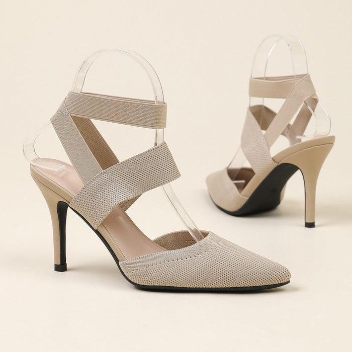 Women’s Amara Fabric Ankle-Strap Stiletto Pumps – Pointed-Toe Hollow Side Elegant Heels (US 4–10.5)