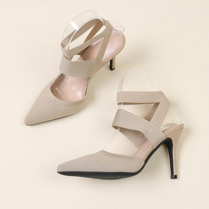 Women’s Amara Fabric Ankle-Strap Stiletto Pumps – Pointed-Toe Hollow Side Elegant Heels (US 4–10.5)