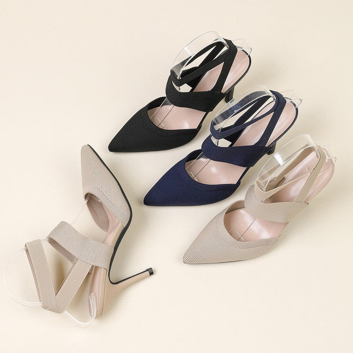 Women’s Amara Fabric Ankle-Strap Stiletto Pumps – Pointed-Toe Hollow Side Elegant Heels (US 4–10.5)