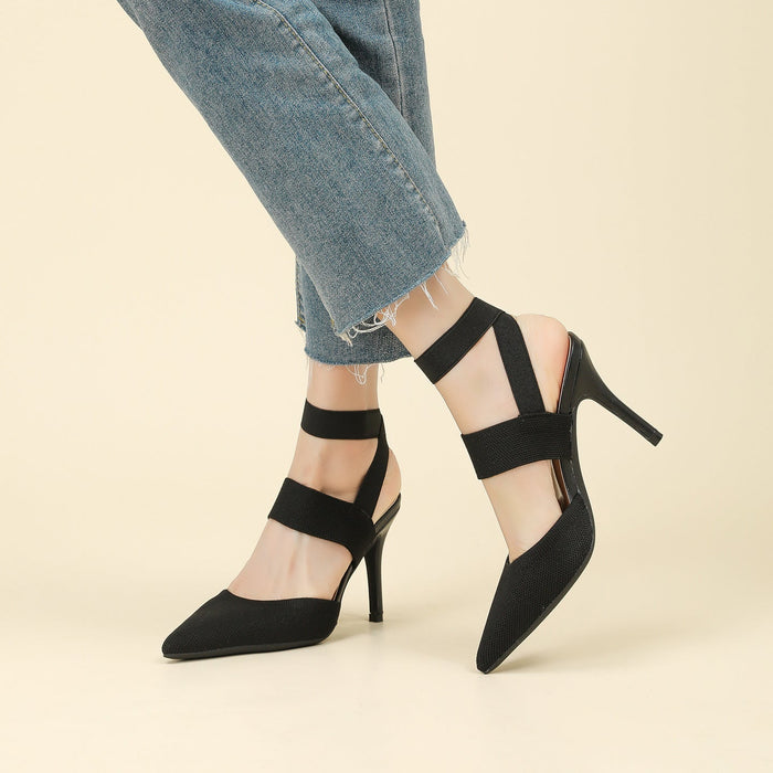 Women’s Amara Fabric Ankle-Strap Stiletto Pumps – Pointed-Toe Hollow Side Elegant Heels (US 4–10.5)
