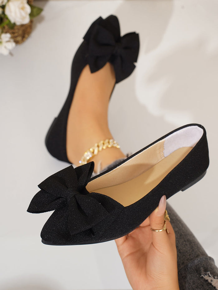 Women’s Bella Bow Slip-On Flat Loafers – Pointed-Toe Casual Soft-Soled Shoes (US5–10.5)