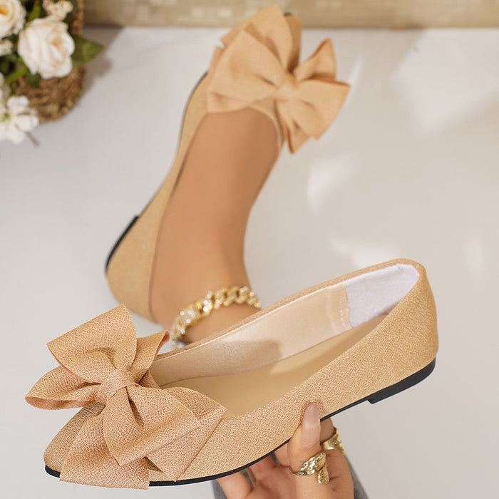 Women’s Bella Bow Slip-On Flat Loafers – Pointed-Toe Casual Soft-Soled Shoes (US5–10.5)