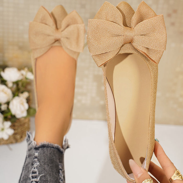 Women’s Bella Bow Slip-On Flat Loafers – Pointed-Toe Casual Soft-Soled Shoes (US5–10.5)