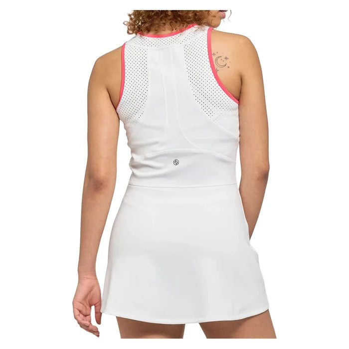 Women's City Tennis Dress White and Hibiscus