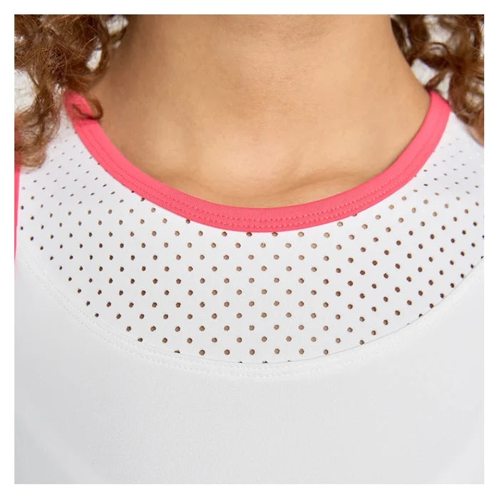 Women's City Tennis Dress White and Hibiscus