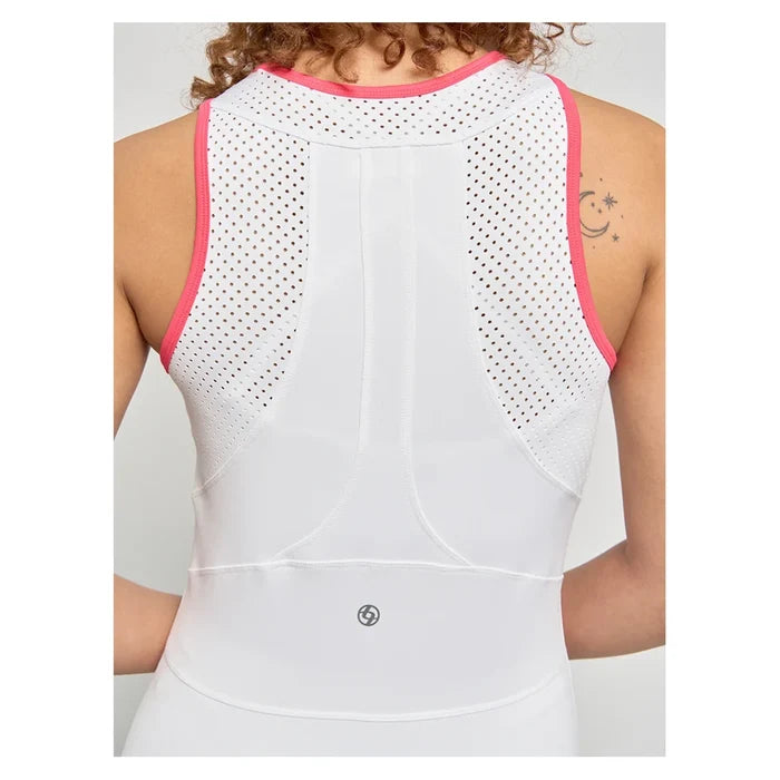 Women's City Tennis Dress White and Hibiscus