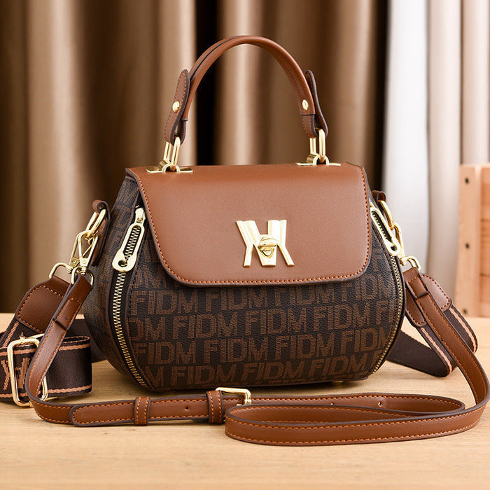 Women's Classic Letter Print Apple Bag - Multi-Way Crossbody Shoulder Tote Handbag Purse
