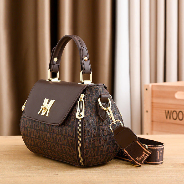 Women's Classic Letter Print Apple Bag - Multi-Way Crossbody Shoulder Tote Handbag Purse
