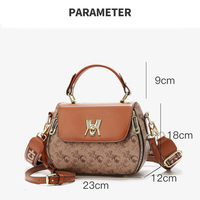 Women's Classic Letter Print Apple Bag - Multi-Way Crossbody Shoulder Tote Handbag Purse