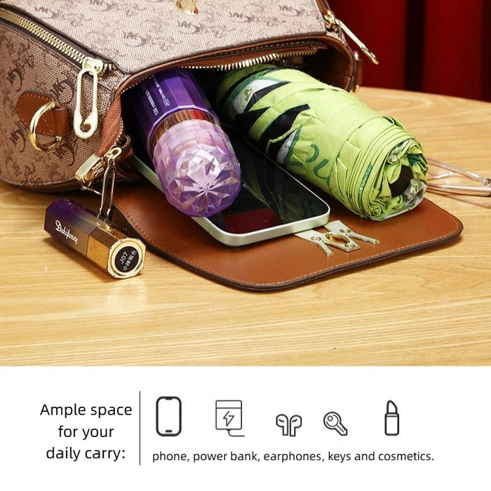 Women's Classic Letter Print Apple Bag - Multi-Way Crossbody Shoulder Tote Handbag Purse