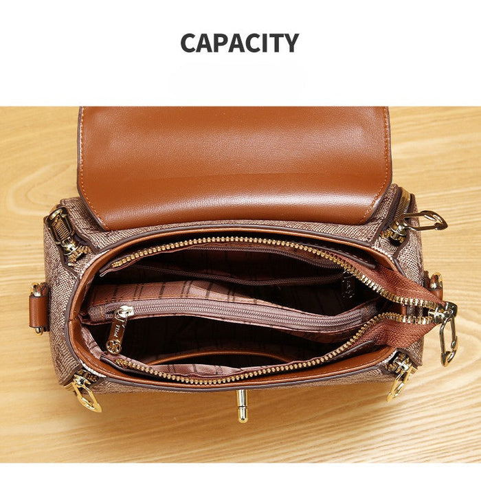 Women's Classic Letter Print Apple Bag - Multi-Way Crossbody Shoulder Tote Handbag Purse