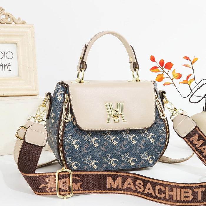 Women's Classic Letter Print Apple Bag - Multi-Way Crossbody Shoulder Tote Handbag Purse